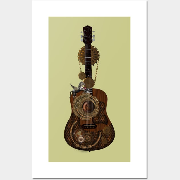 Wonderful steampunk guitar with clocks and steampunk horse Wall Art by Nicky2342